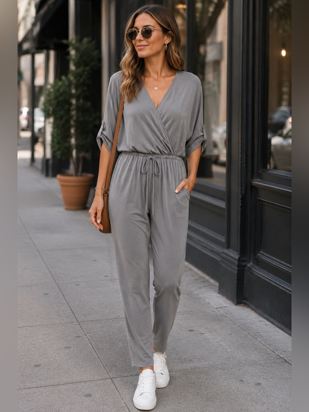 Fourteen & 9th Gray Knit Lizard Thicket Dolman Top Pant Jumpsuit
